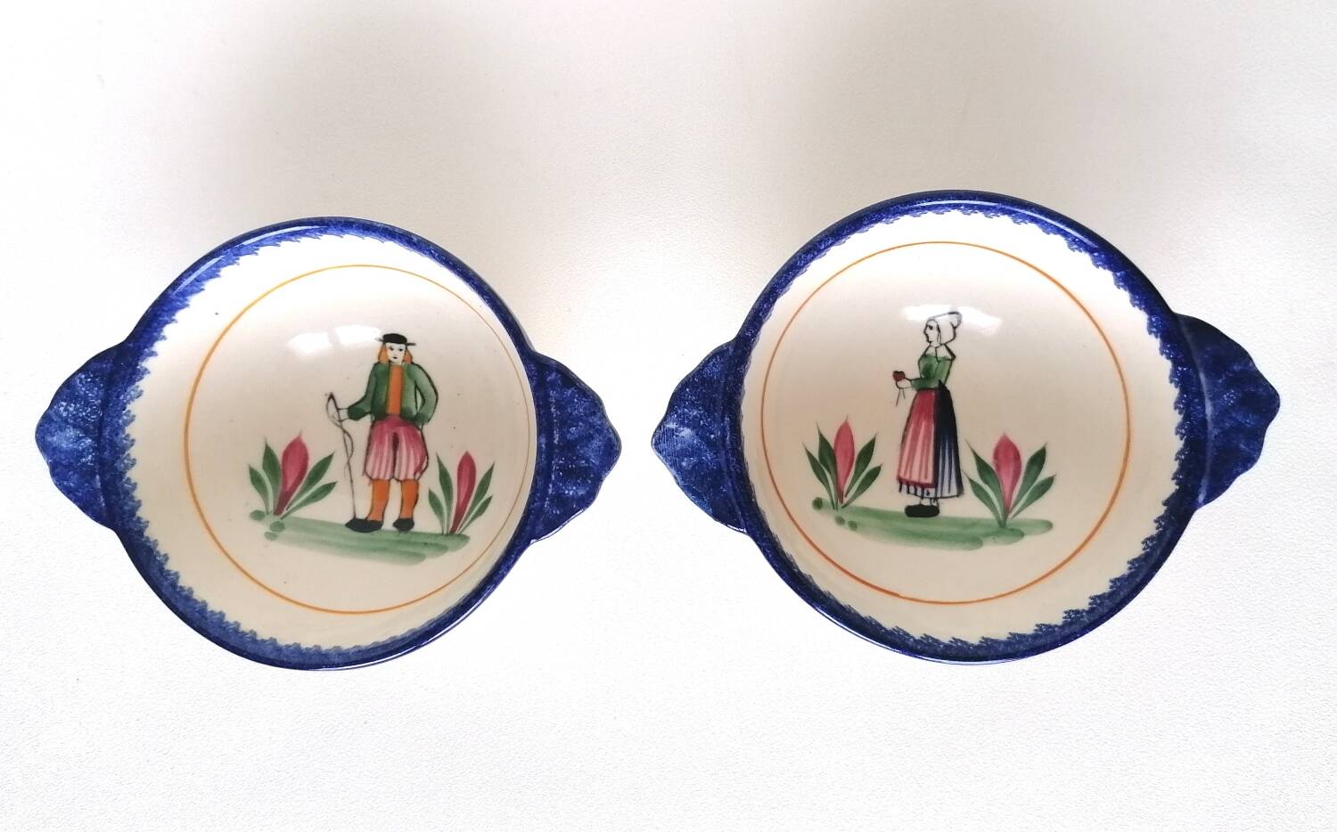 Two Henriot Quimper Breton bowls