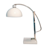 Lampe vintage 1970 arc structure acier chromé et pied en marbre