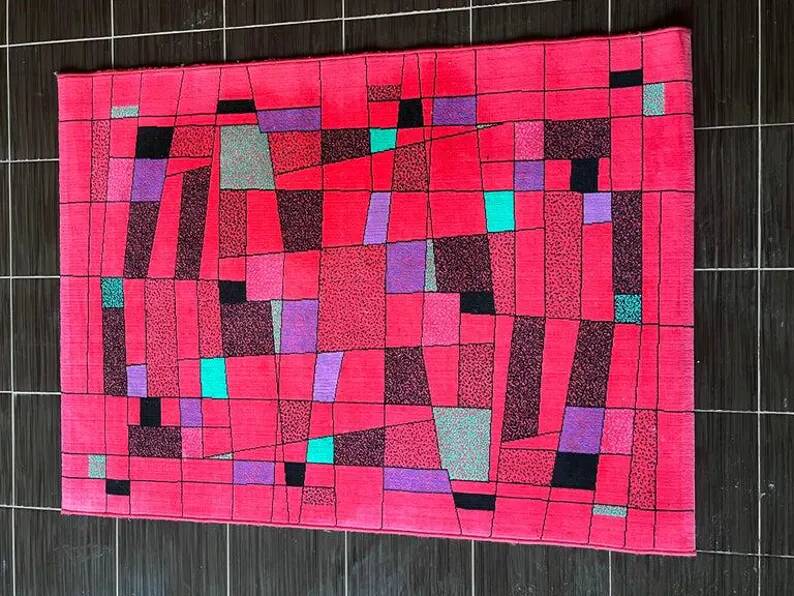 1980s small design geometric Abstract Rug/carpet, Czechoslovakia