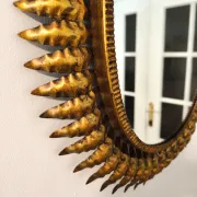 Vintage Sun Mirror in gold metal 1960s