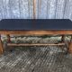 Antique oak farmhouse table with cat bar and 2 end drawers