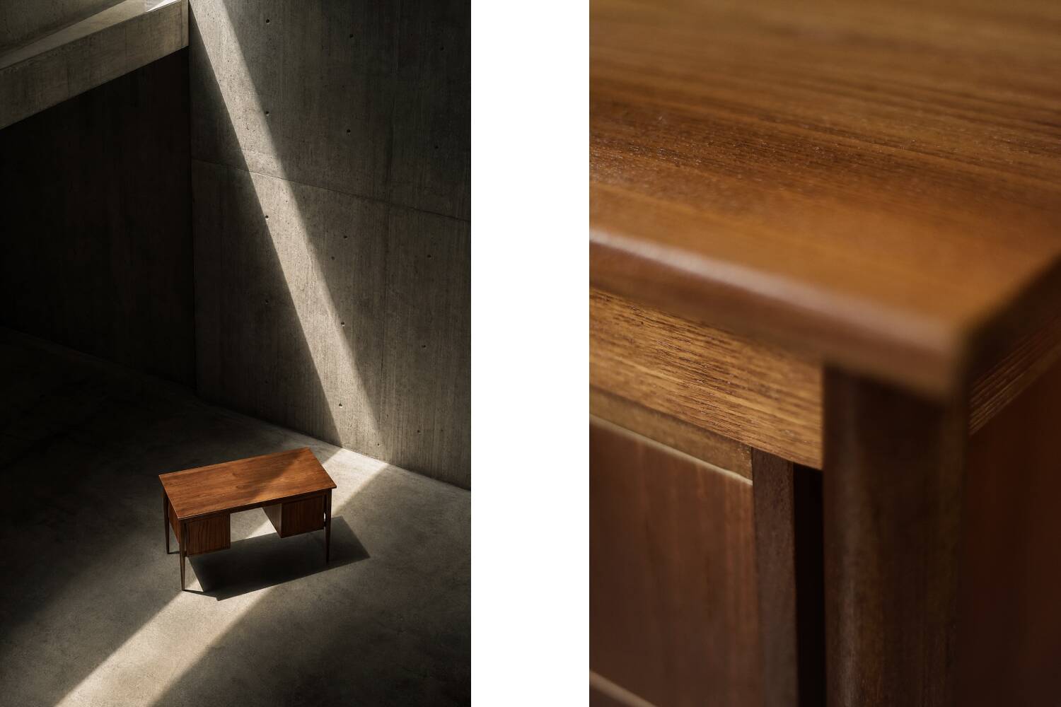 Bureau vintage scandinave moderne en teck des années 1960 avec tiroirs.