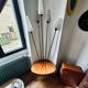 Vintage floor lamp with wooden shelf 50'