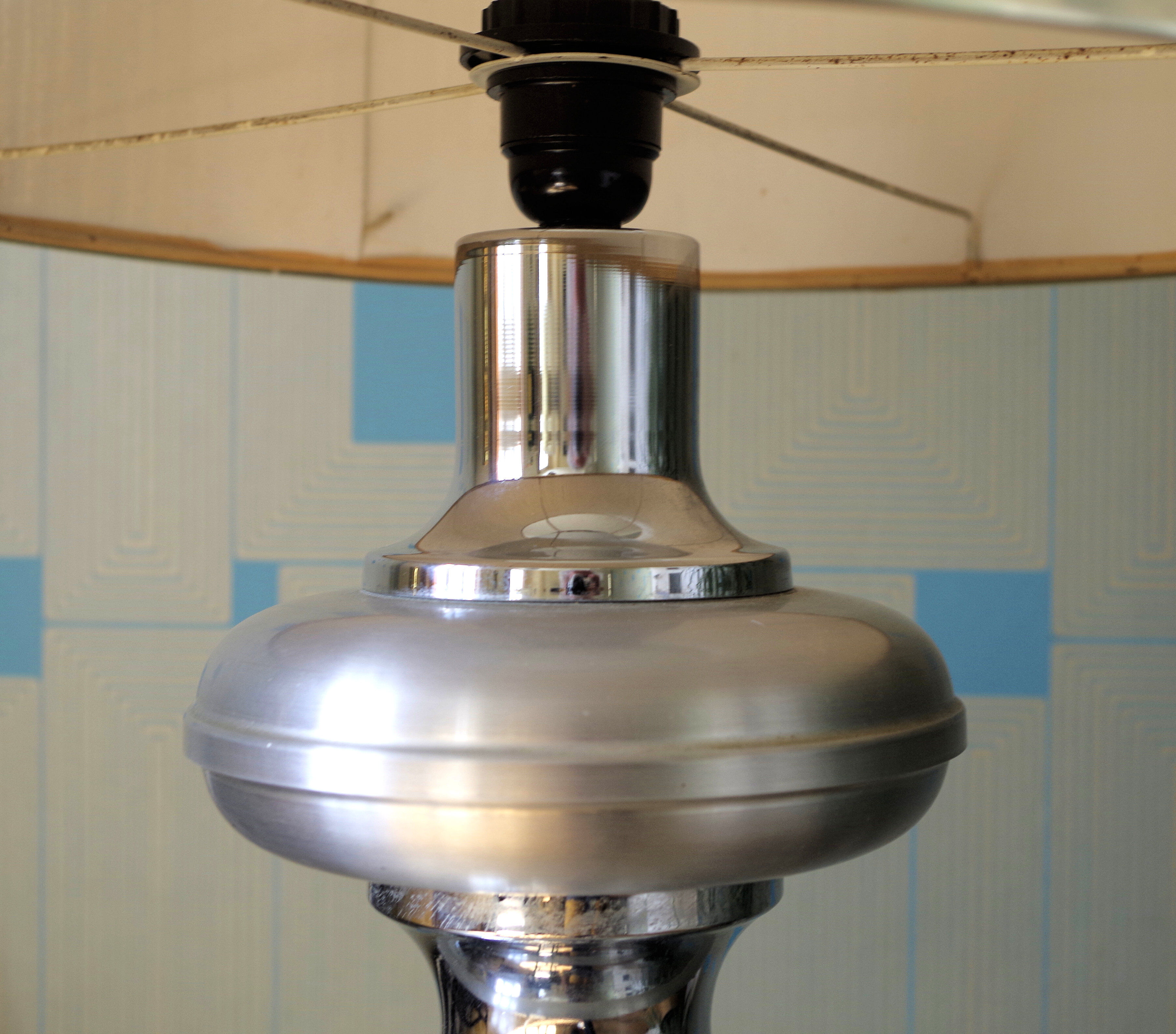 Vintage lamp aluminum and chrome 70s