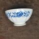 Large vintage fluted bowl with blue flower pattern