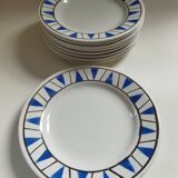 9 dessert plates Hamage & Moulin des Loups, Etoile bleu model