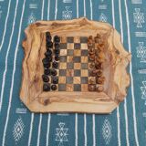jeux d'échecs rustique en bois d'olivier fait main cadeau Noël