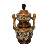 Pied de lampe vintage double éclairage en grès et céramique