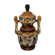 Pied de lampe vintage double éclairage en grès et céramique
