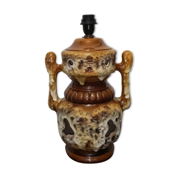 Vintage lamp foot double lighting in stoneware and ceramic