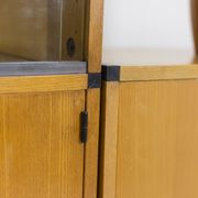 Oak and metal bookcase  design ARP (Motte Guariche Mortier), edition Minvielle 1960