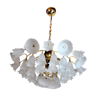 Lustre floral en verre Murano, Italie, 1970