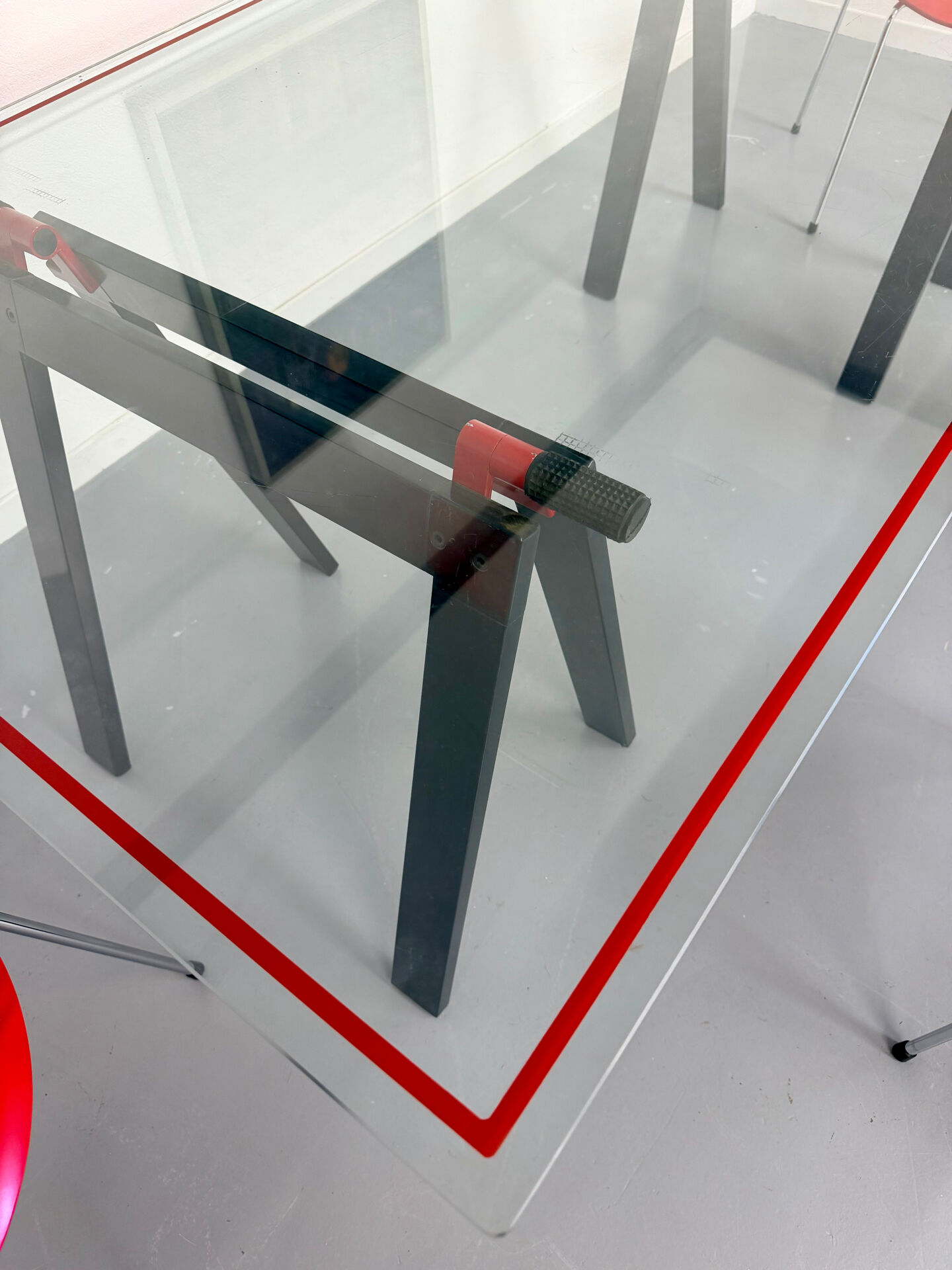 Table / Glass desk "Gaetano" design Gae Aulenti Zanotta 1970s