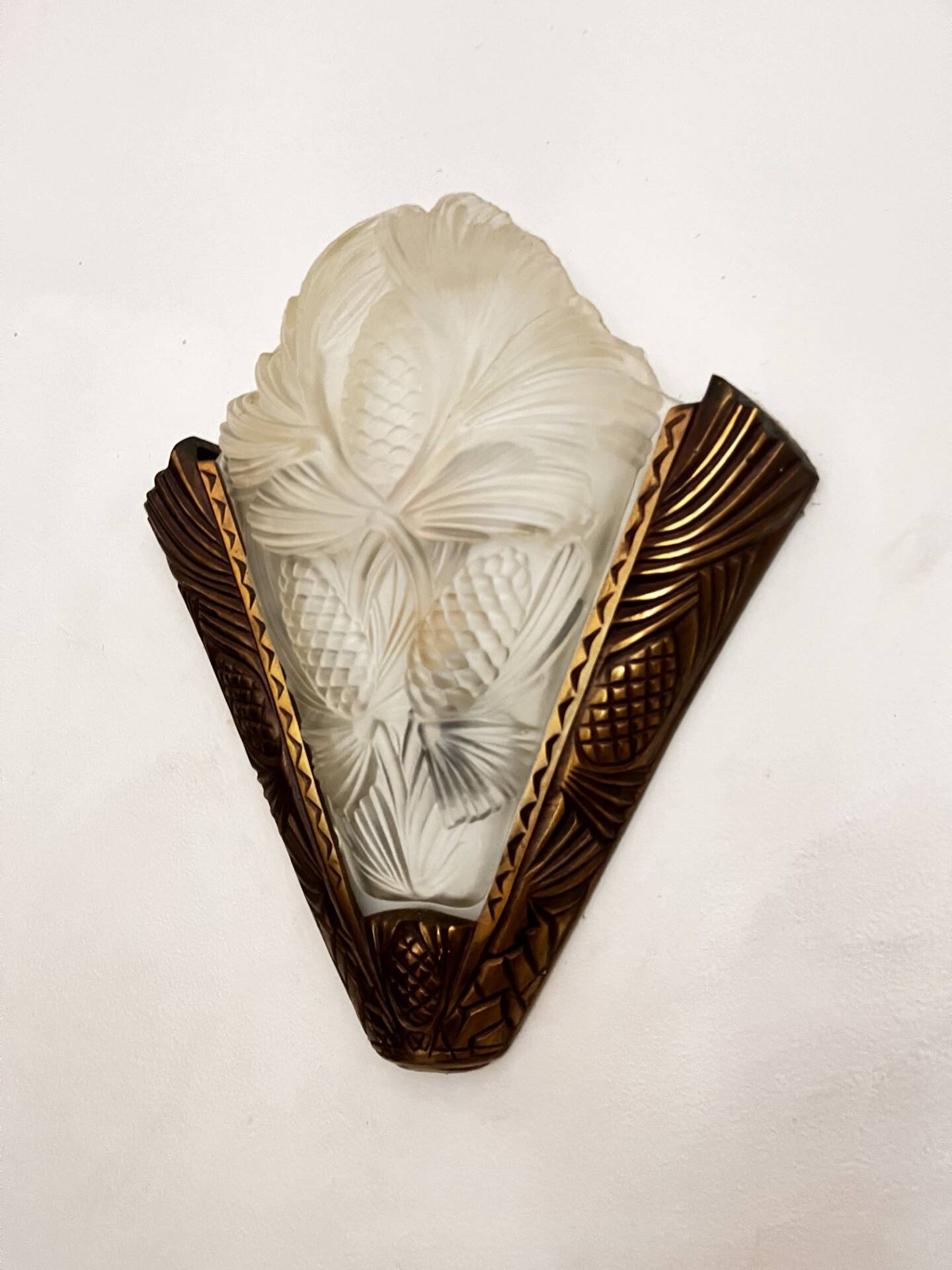 Brass and opaline wall light