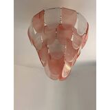 Contemporary Modern Sanded Pink "Petals" Glass Chandelier