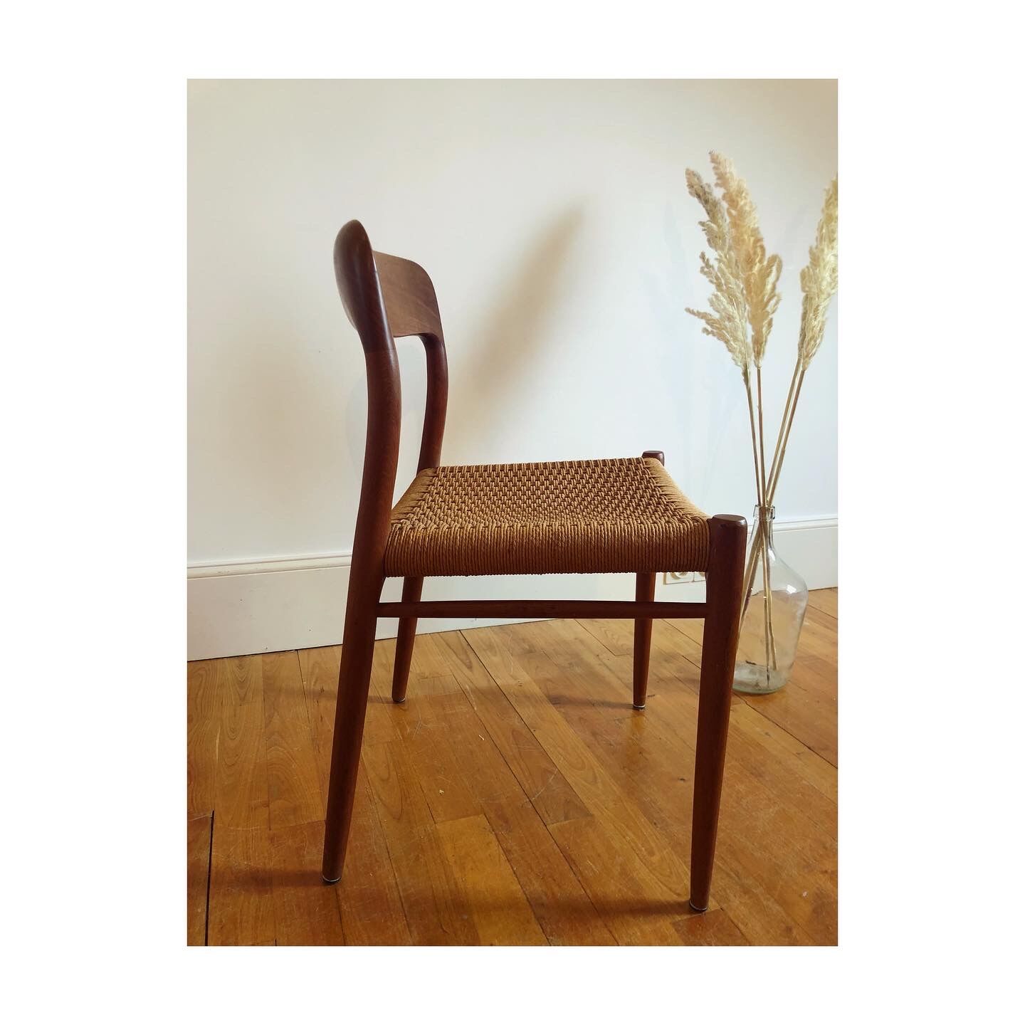 Model chair 75 in teak and rope by Niels Otto Moller