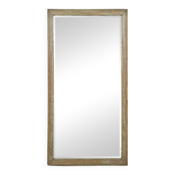 Grand miroir mural à cadre en bois massif patiné