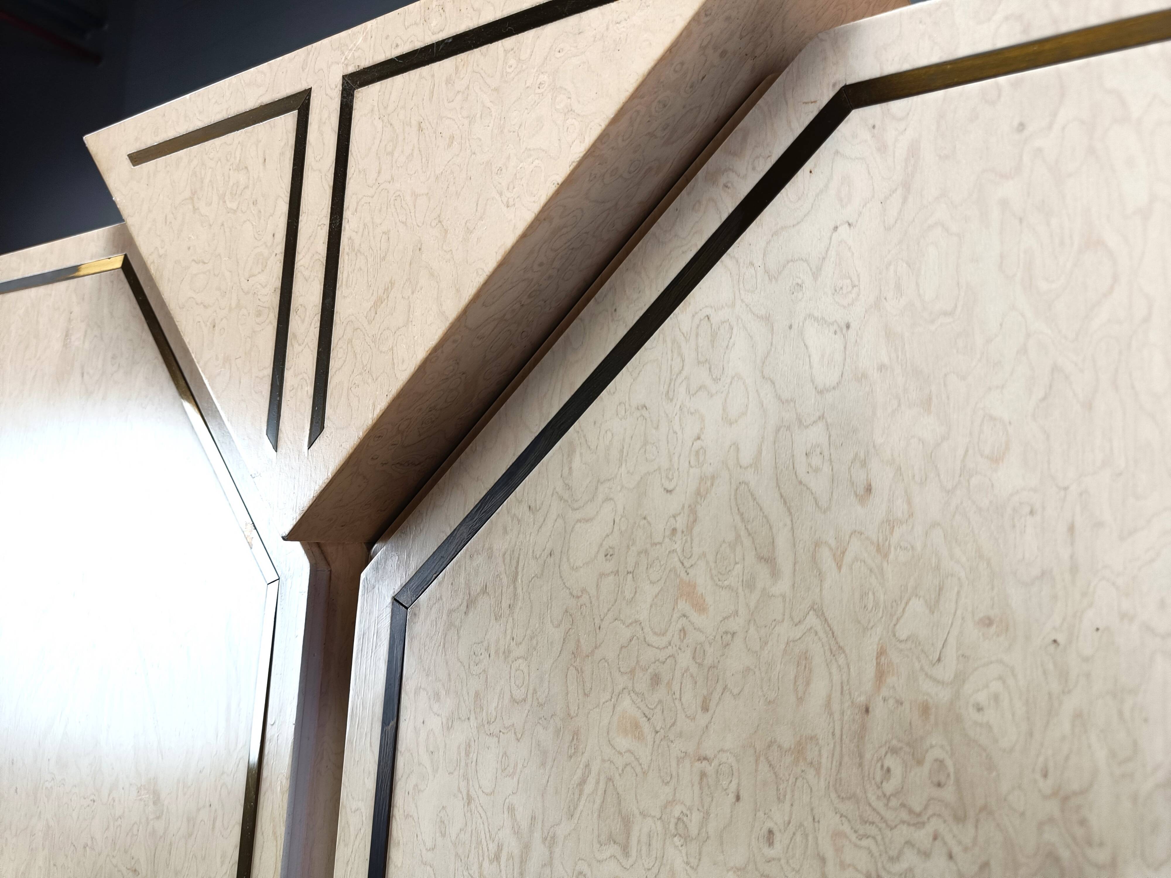 Vintage italian burl wood bar cabinet, 1970s