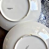6 assiettes plates Sarreguemines en faïence blanche et bleue