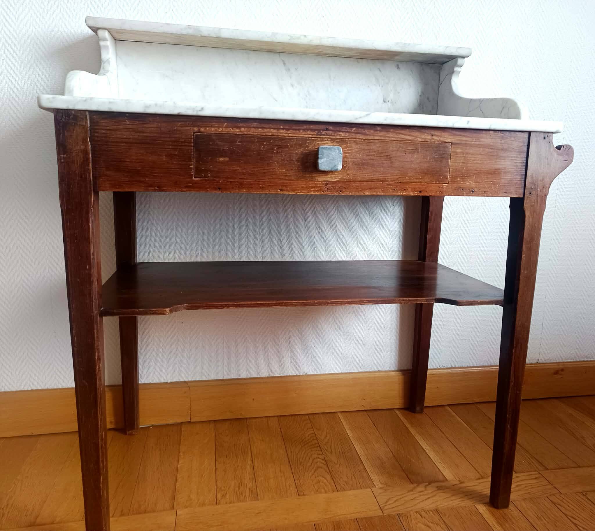 Coiffeuse maison de campagne bois et marbre