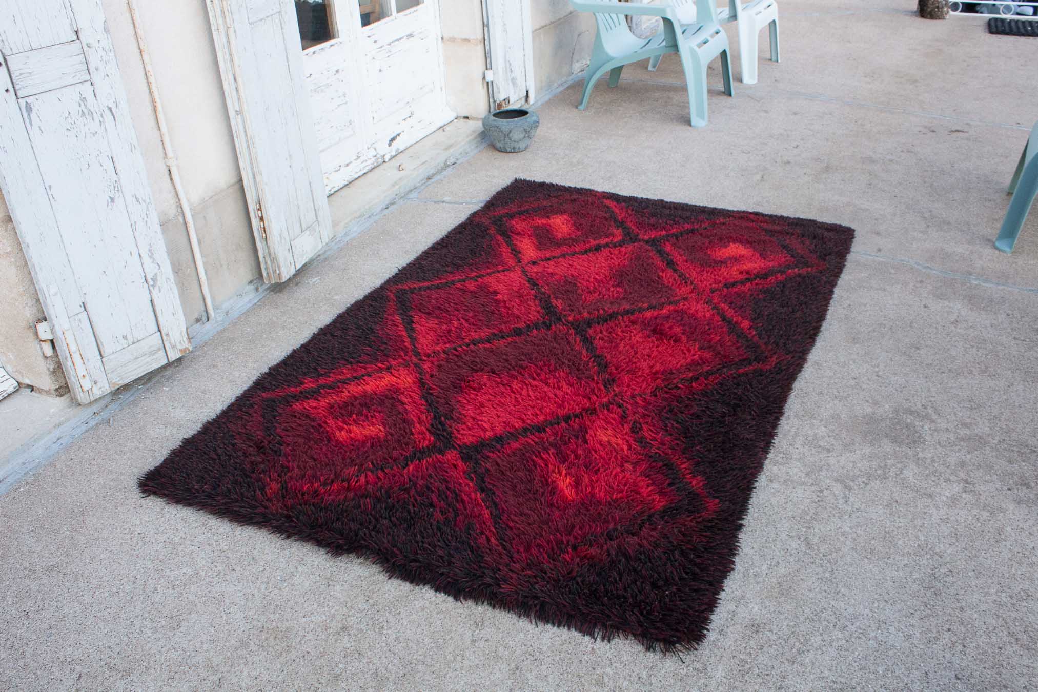 Scandinavian wool rug from Rya 70s.