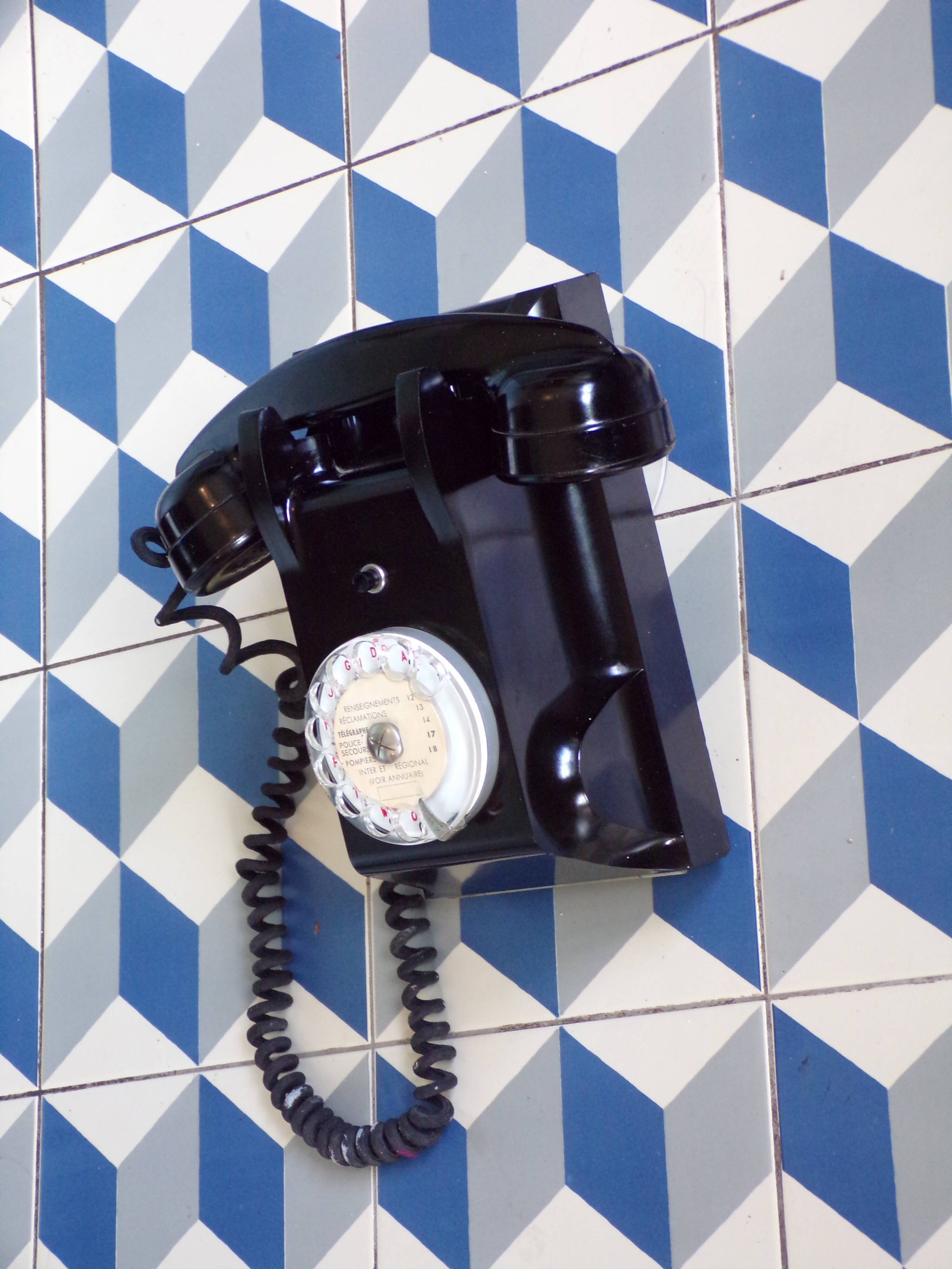 Vintage Bakelite Dial Wall Telephone