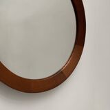 Scandinavian round teak mirror
