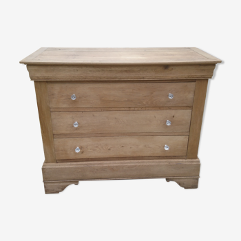 Chest of drawers Louis Phillipe in solid oak decapé small size