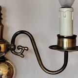Paire d'appliques murales en laiton avec 2 feux, de style hollandais