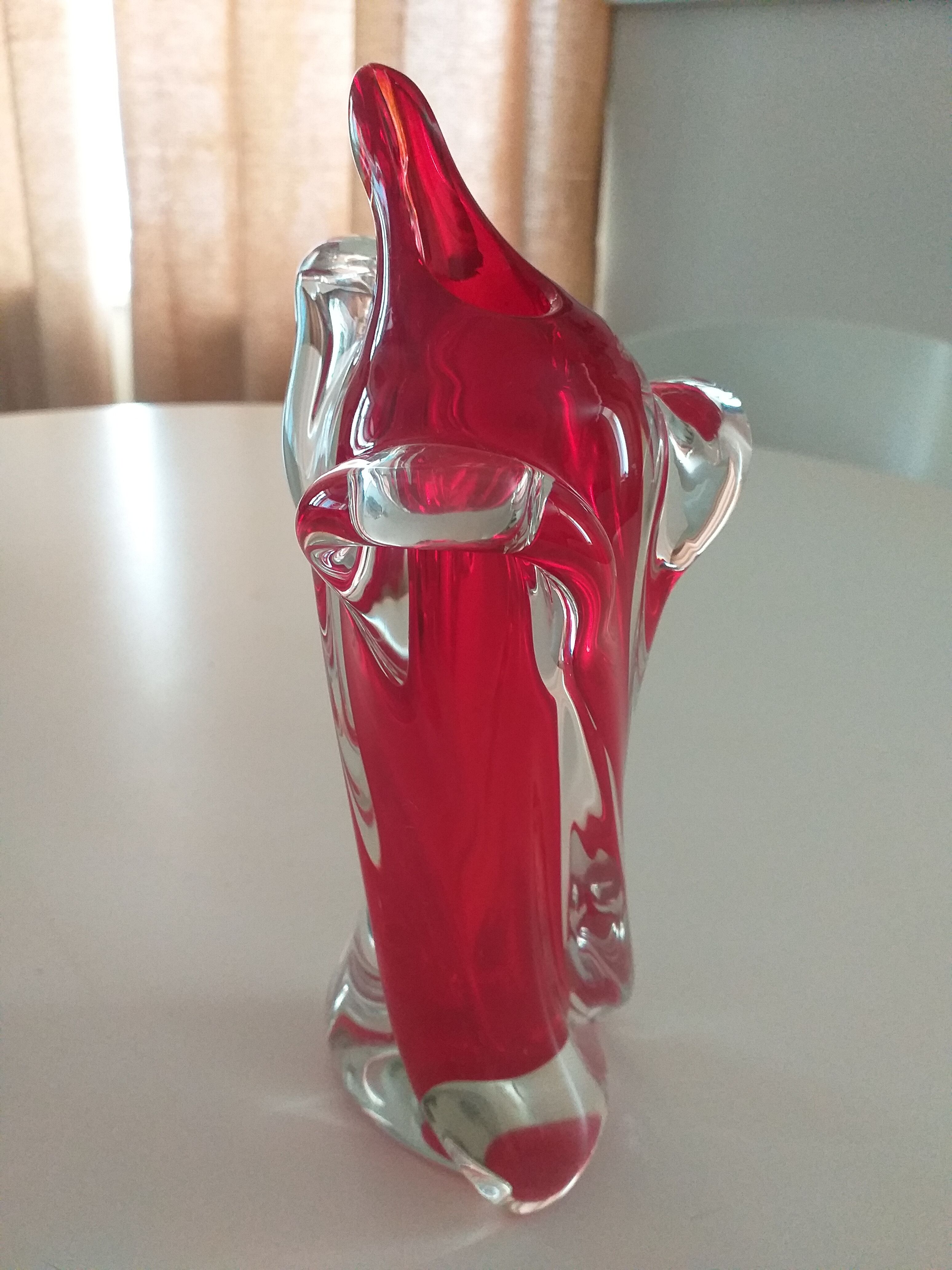 Red vase Murano vintage 1970