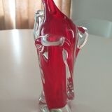 Red vase Murano vintage 1970