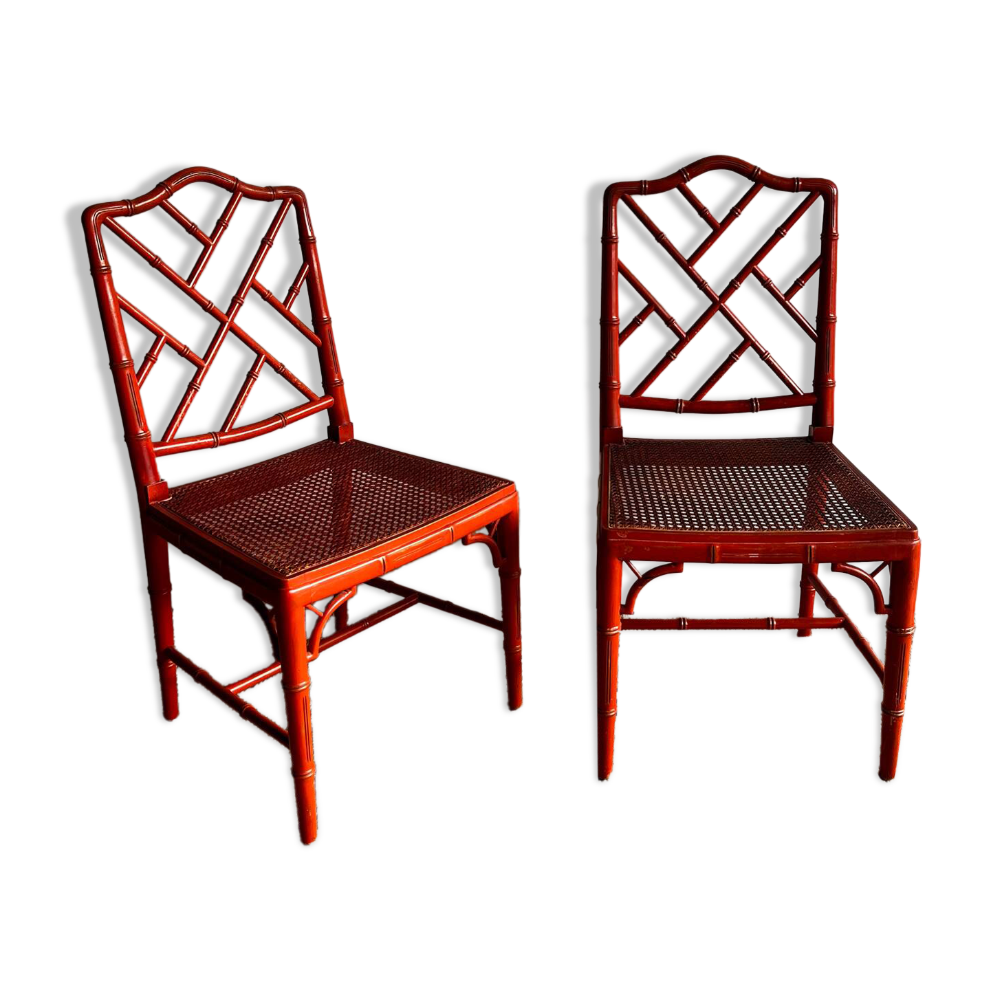 2 Faux Bamboo Dining chairs Chippendale Jonathan Adler