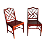 2 Faux Bamboo Dining chairs Chippendale Jonathan Adler