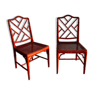 2 Faux Bamboo Dining chairs Chippendale Jonathan Adler