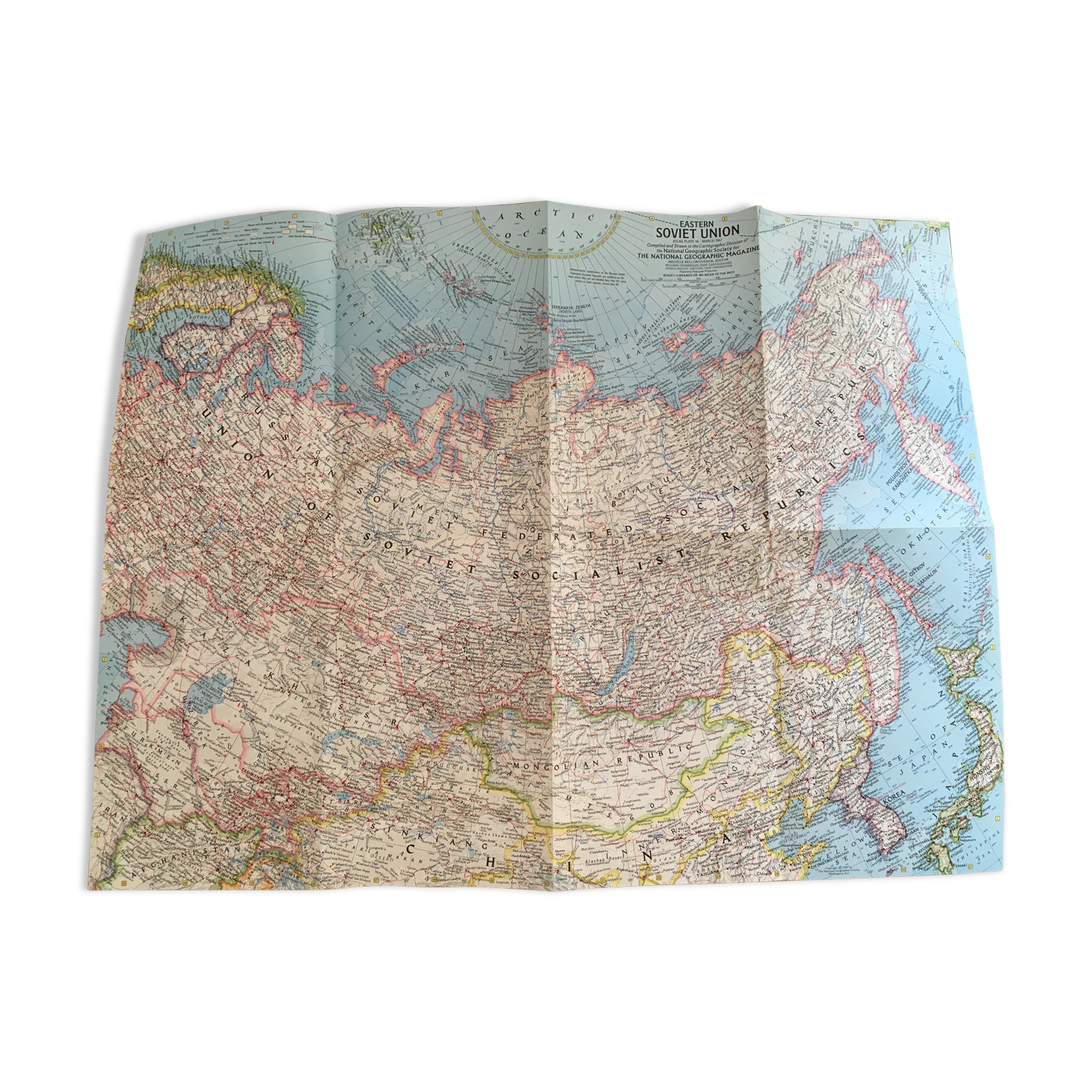 Map USSR Eastern Soviet Union National Geographic 1967