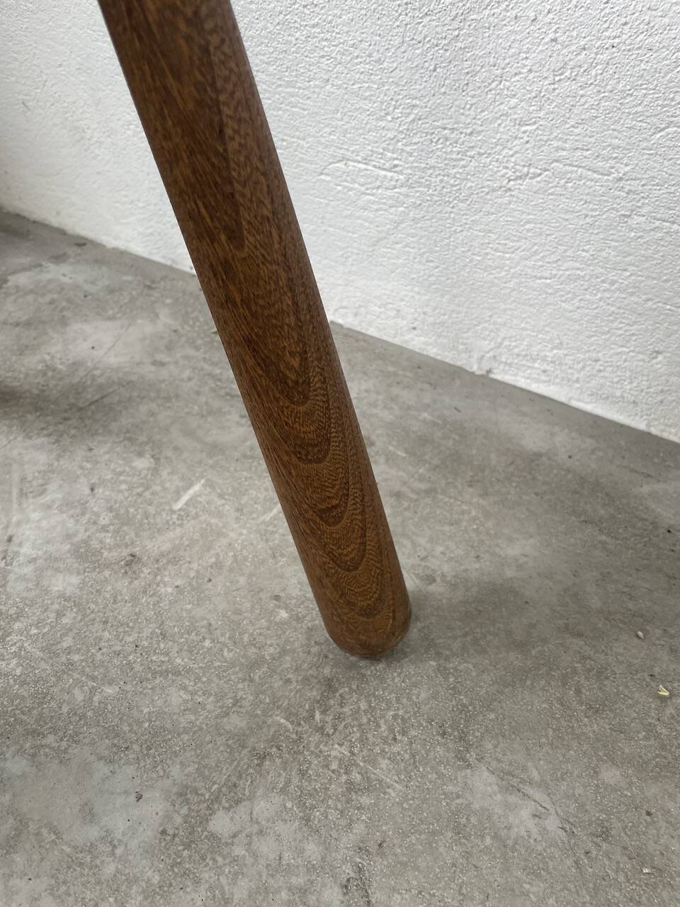 50s tripod oak stool
