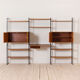 Free standing teak wall unit with a desk and 2 cabinets, Denmark, 1970s