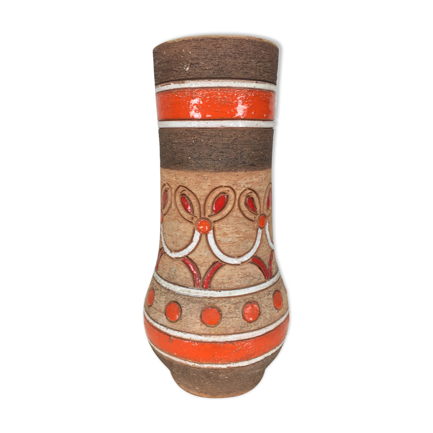 Vase 1970 Fratelli Fanciulacci, ceramic orange sandstone