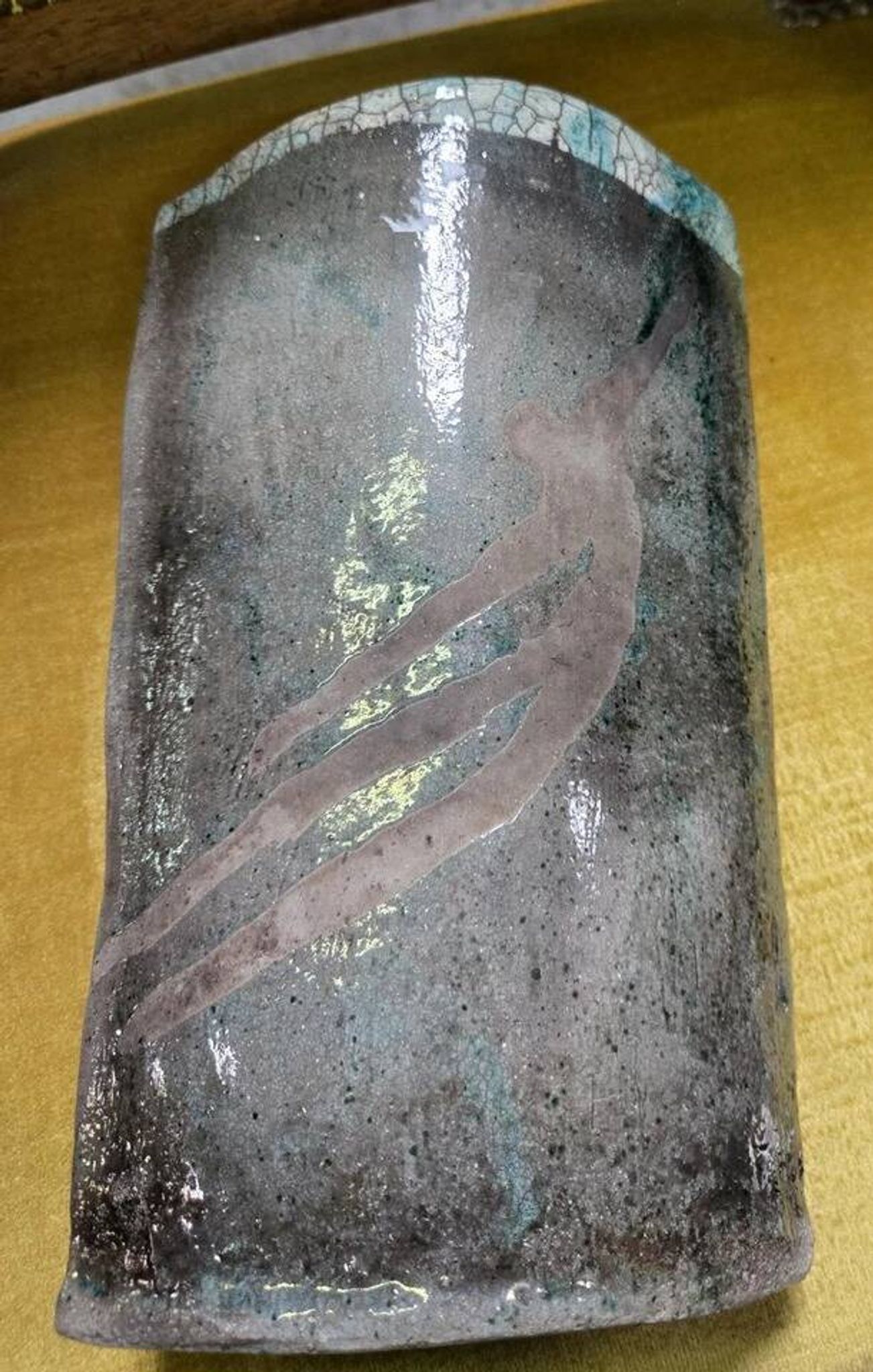 Large sculptural vase in glazed ceramic, artwork from around 1970.