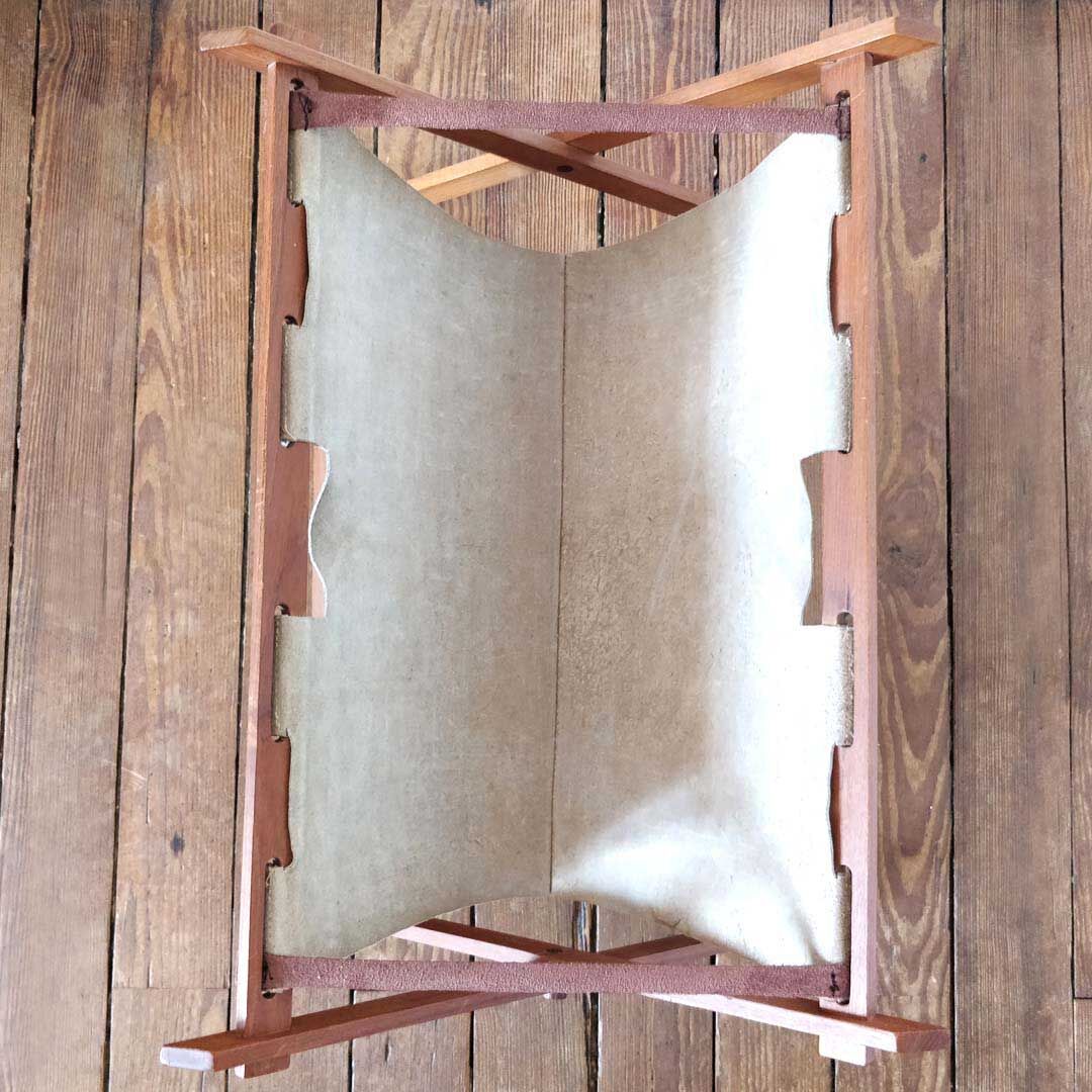 Scandinavian teak and leather magazine holder