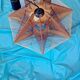 Vintage Scandinavian pendant light in wire and wood