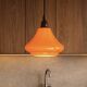Orange opaline lamp suspension Space Age vintage 1970s