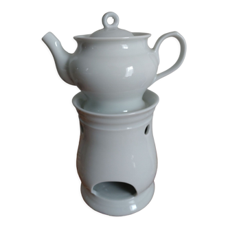 Théière chauffe plat vintage en porcelaine