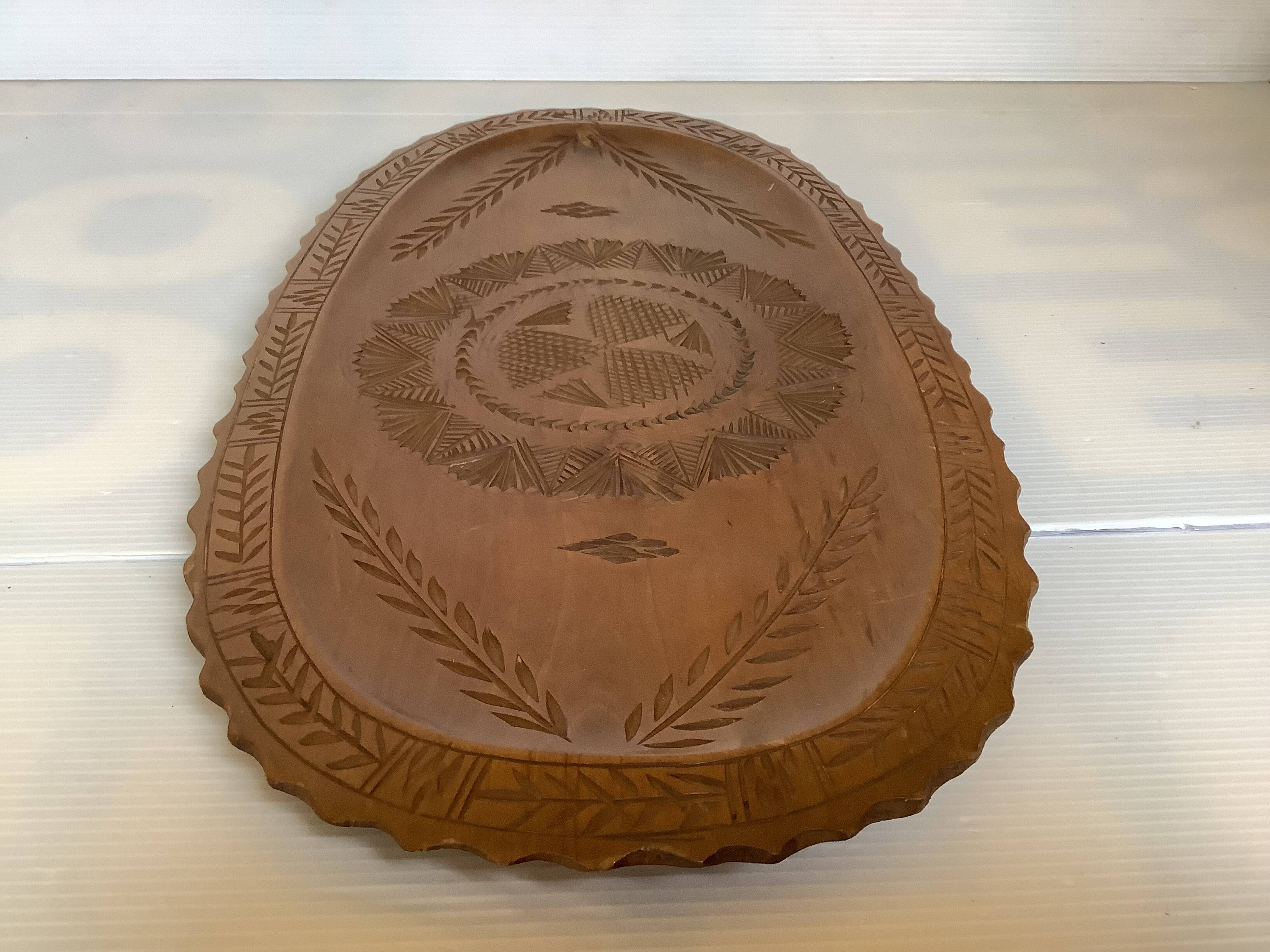 Black Forest style carved wooden tray