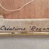 Golden frame with ancient canvas of yellow roses