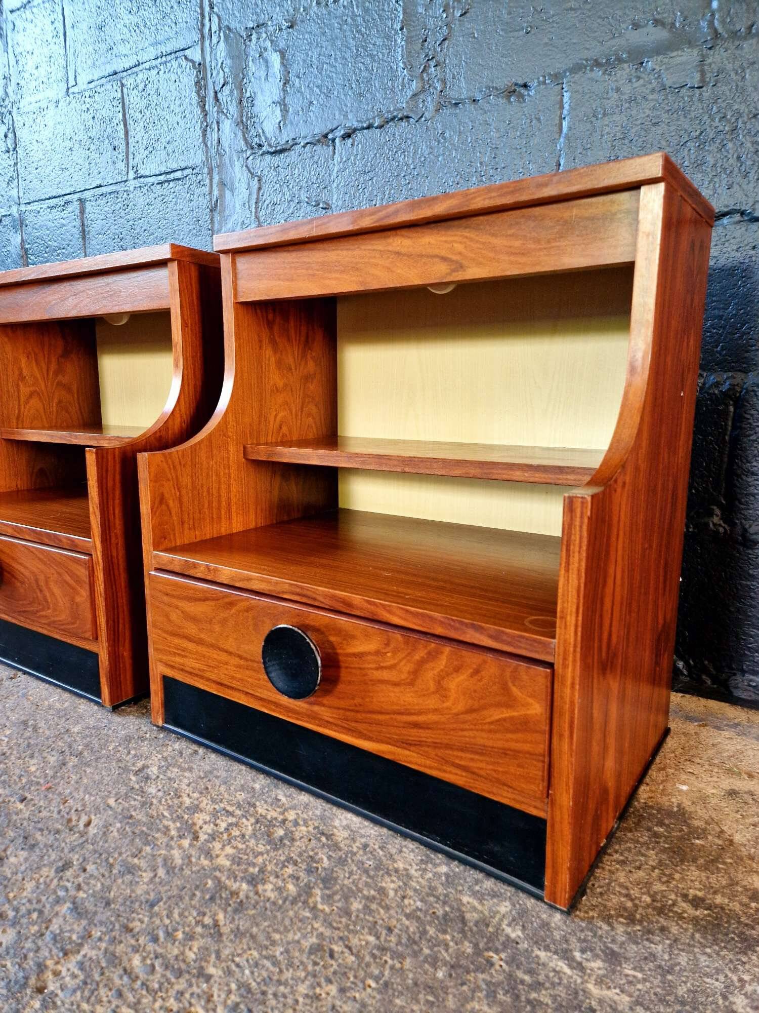 Pair of rosewood bedside tables, 1960s-70s