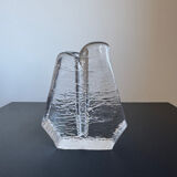 Textured glass button vase in mid-century brutalist style.