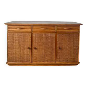 Wood and rattan sideboard