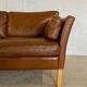 Vintage Danish mid-century dark cognac leather 2 seater Stouby sofa