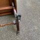 Victorian English extendable coffee table made of solid mahogany and leather.